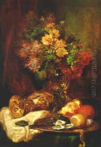 Stilleben Mit Blumen Und Austern by Ludwig Adam Kunz
