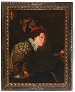 A Young Man With Plumed Hat And Drawn Sword by Johann (Jan) Kupetzki
