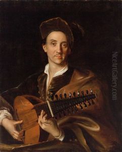 Bildnis Des Malers David Hoyer (1667-1720) Als Musiker Im Atelier by Johann (Jan) Kupetzki