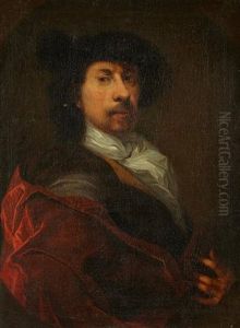 Portrait D'homme A La Maniere De Rembrandt by Johann (Jan) Kupetzki