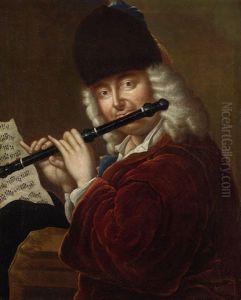 Bildnis Eines Querflotenblasers Mit Grenadiersmutze Aus Barenfell (der Flotist Ferdinand Josef Lemberger?)