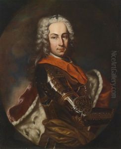 Bildnis Des Kurfursten Karl Albrecht Von Bayern (1697-1745, Spater Kaiser Karl Vii.) Im Harnisch Mit Rotem Hermelinumhang
