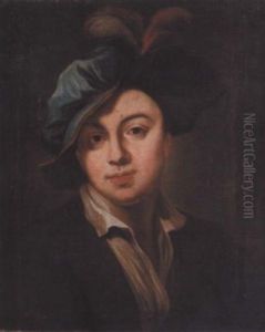 Portrait Of A Young Man In A Brown Coat And A Blue Plumed Hat