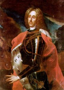 Bildnis Des Prinzen Eugen Von Savoyen Im Harnisch Und Im Hermelinmantel by Johann (Jan) Kupetzki