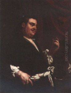 A Gentleman, Holding A Coin, Attended By A Manservant