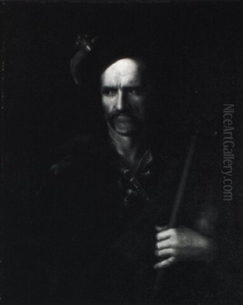 Portrait Of A Hussar Wearing A Fur-lined Cloak And Cap - view 1