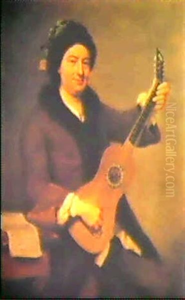 A Portrait Of A Man Playing A Guitar - view 1