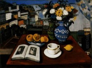 Csendelet Az Ablakbol, Kilatassal A Teniszpalyara (still Life From The Window, With View To The Tennis Court) by Imre Kupferstein