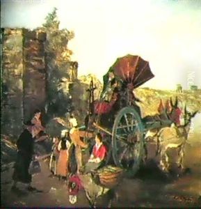 Buntes Treiben Auf Der Via Appia by Albert Hermann Kuppers