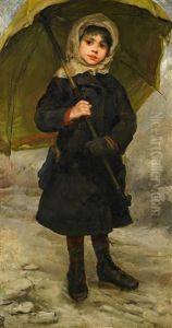 Madchen Mit Regenschirm by August Kurtz-Gallenstein
