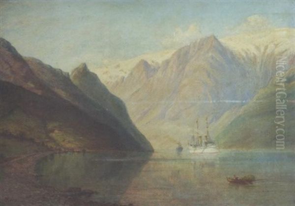 Norwegische Fjordlandschaft Mit Dampfer - view 1