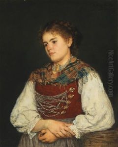 A Girl In Traditional Costume by Eduard Kurzbauer