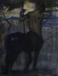 Aus Einer Schale Trinkender Kentaur by Max Kuschel
