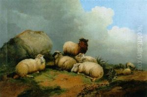 Landschaft Mit Weiden Schafen by Ernst Nicolaus Kuesel