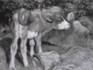 R+dbroget Kalv Ved Skovkanten by Ernst Nicolaus Kuesel