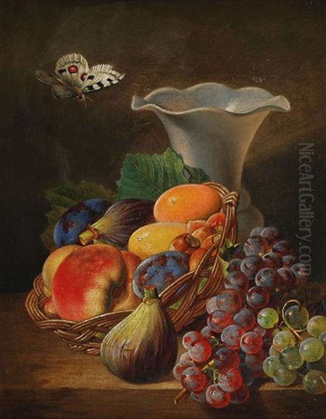 Fruchtestillleben Mit Vase Und Schmetterling - view 1