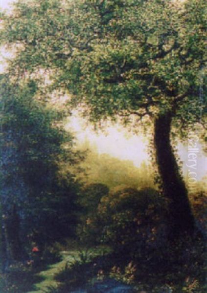 Waldlandschaft Mit Figurenstaffage Und Bach - view 1