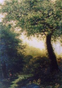 Waldlandschaft Mit Figurenstaffage Und Bach by Johann Kaspar Kuster
