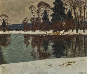 Spatwinterliche Uferlandschaft by Carl Kuestner