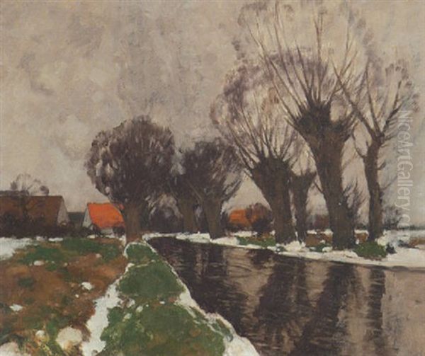 Bauernhauser Und Kopfweiden Am Kanal (dachau-schleisheimer Kanal?) - view 1