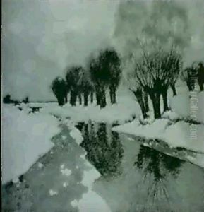 Weiden In Winterlicher Landschaft