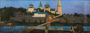 At The Volga (cathedral In Sudislavl Or Monastery In Reshma) by Boris Kustodiev