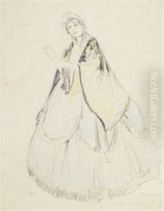 Young Woman (costume Study For Production Of Opera) by Boris Kustodiev