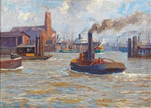 The Port Of Hamburg With View Of The Kehrwieder Spitze by Paul Kutscha