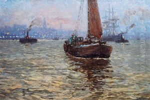 Hamburger Hafen Bei Nacht by Paul Kutscha