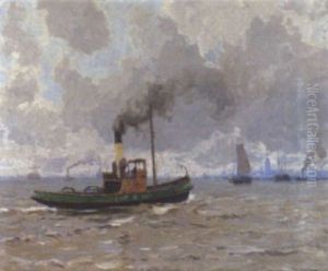 Hafenszene Mit Einem Boot Hafenszene Mit Einem Boot