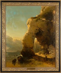 Low Tide Etretat by Carl Joseph Kuwasseg