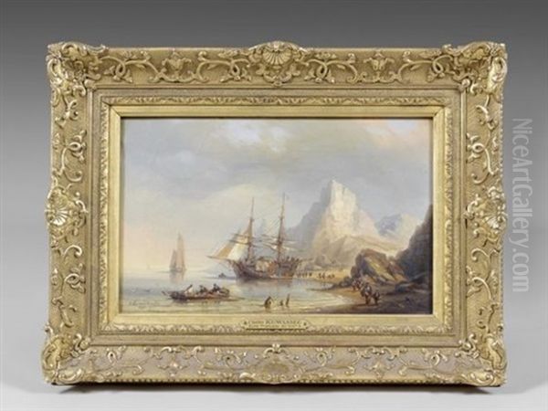 Navires Francais Pres D'une Cote Escarpee - view 1