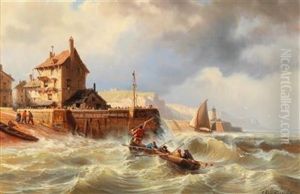 Stormy Seas Off A Small Harbour Town Stormy Seas Off A Small Harbour Town
