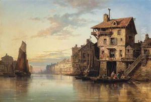 Conversations At The Waters Edge by Charles Euphrasie Kuwasseg