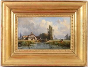 Village Au Bord De L"eau by Charles Euphrasie Kuwasseg