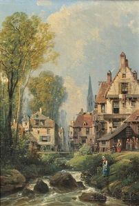 Town View Beside A Brook