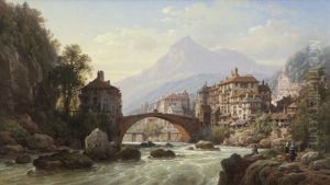 Vieux Port Romainde S. Martin Italie by Charles Euphrasie Kuwasseg