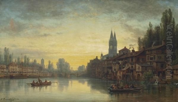 Busy Day On The Seine, Rouen, France - view 1