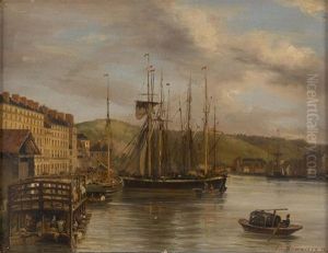 Barque Arrivant Au Port by Charles Euphrasie Kuwasseg