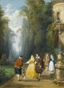Elegante Partie Im Park by Charles Euphrasie Kuwasseg