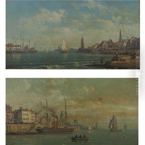 Views Of Harbours With Fisherboats (pair) - view 1