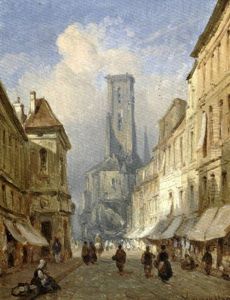 Rue De Ville Et Cathedrale by Charles Euphrasie Kuwasseg