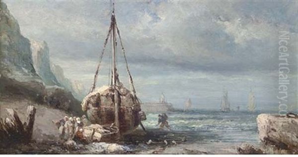 Unloading The Catch At Low Tide - view 1
