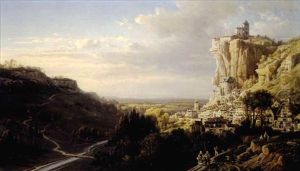 A View Of Rocamadour, France by Charles Euphrasie Kuwasseg