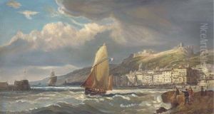 A Fortified Coastal Town, St. Malo (?) by Charles Euphrasie Kuwasseg
