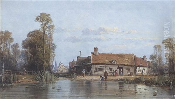 Flusslandschaft Mit Dorf - view 1
