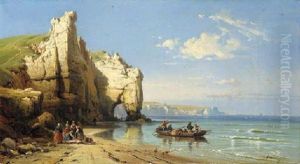 A Coastal View Of Normandy by Charles Euphrasie Kuwasseg
