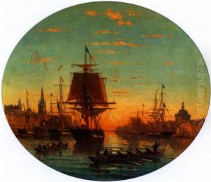 Vue Du Port De Sete by Charles Euphrasie Kuwasseg