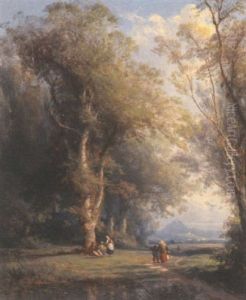 Figures On A Track In A Wooded Landscape Figures On A Track In A Wooded Landscape