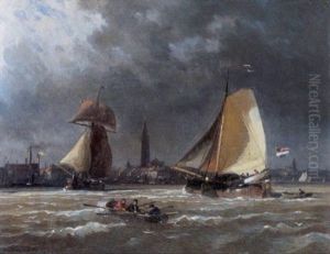 Gezicht Op De Schelde Te Antwerpen by Charles Euphrasie Kuwasseg